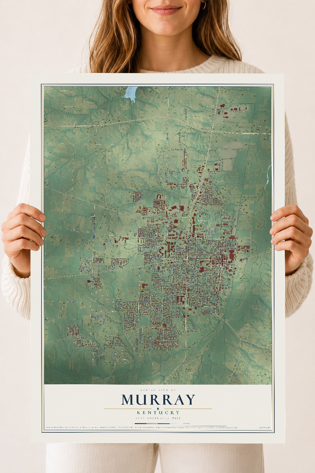 Map of Murray, Kentucky, 18 x 24 inch unframed archival matte print
