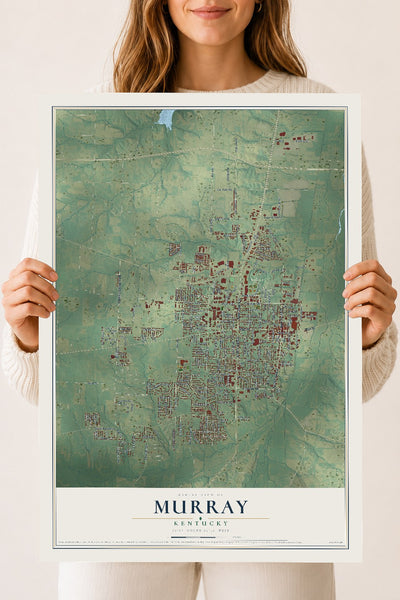 Map of Murray, Kentucky, 18 x 24 inch unframed archival matte print