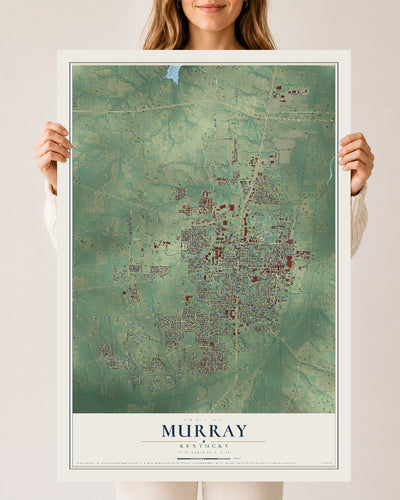 Map of Murray, Kentucky, 24 x 36 inch unframed archival matte print