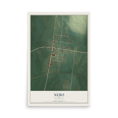 Map of Nebo, Kentucky, 12 x 18 inch unframed archival matte print