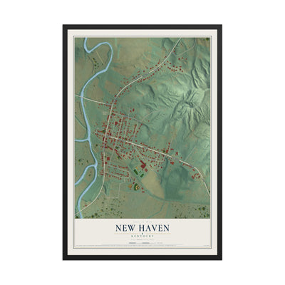 Map of New Haven, Kentucky, 12 x 18 inch print in a black wood frame