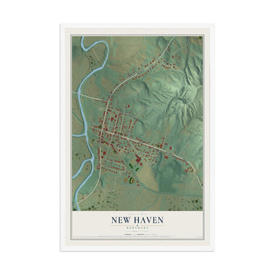 Map of New Haven, Kentucky, 12 x 18 inch print in a white wood frame