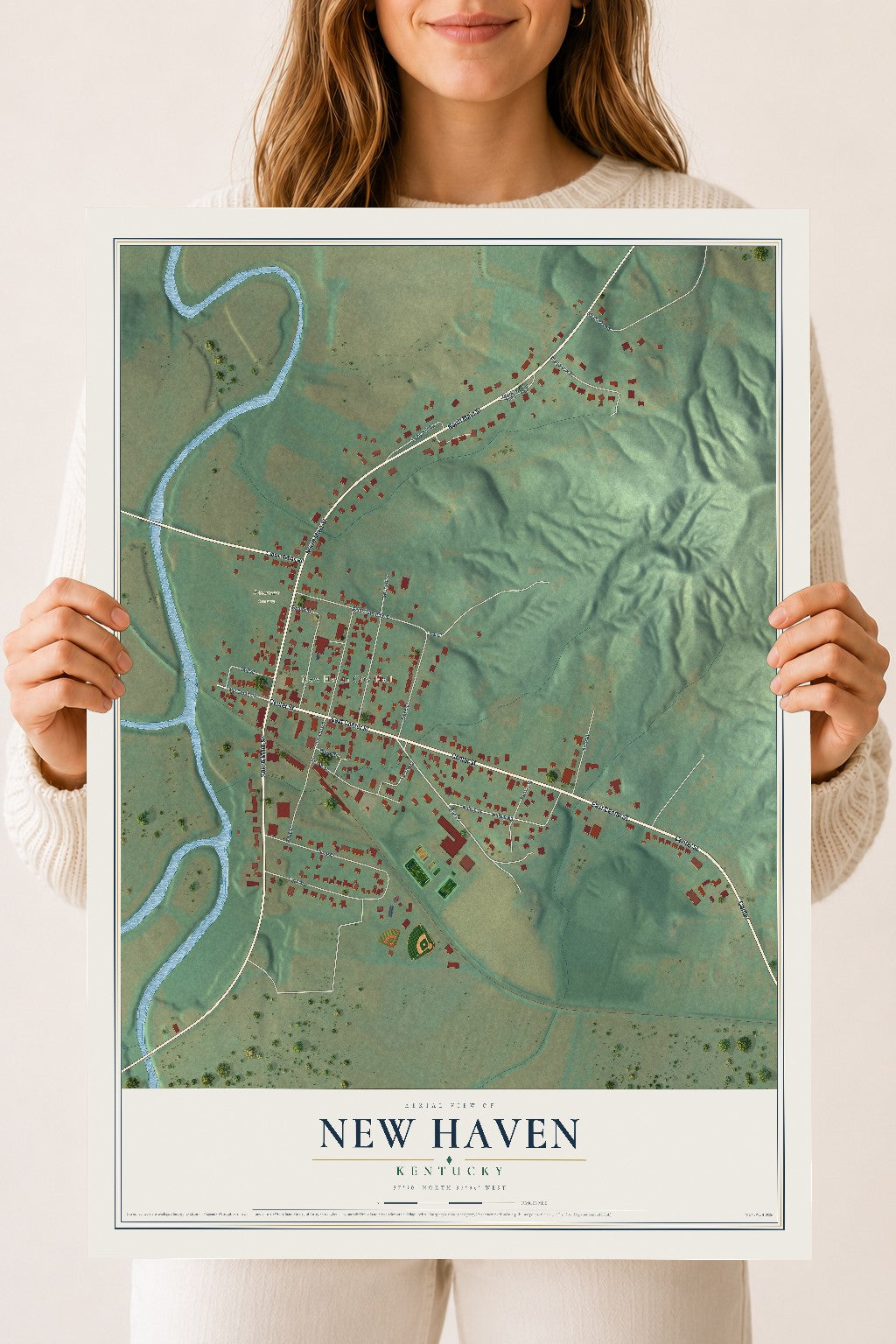 Map of New Haven, Kentucky, 18 x 24 inch unframed archival matte print