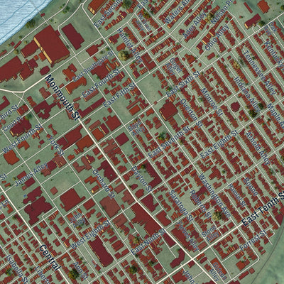 Close-up of the map of Newport, Kentucky print showing street and building detail