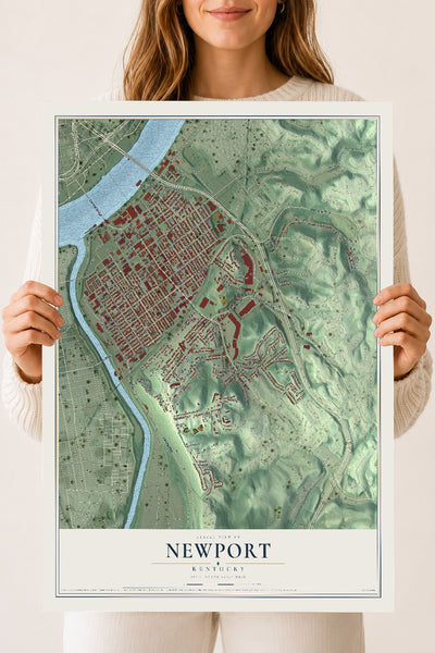 Map of Newport, Kentucky, 18 x 24 inch unframed archival matte print