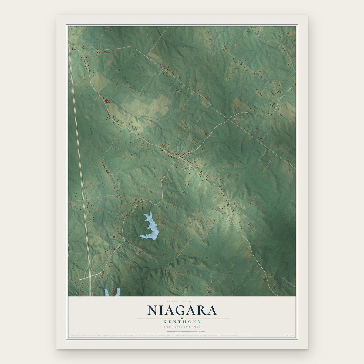 Niagara, Kentucky map print, the full design