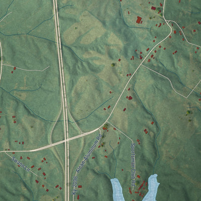Close-up of the map of Niagara, Kentucky print showing street and building detail