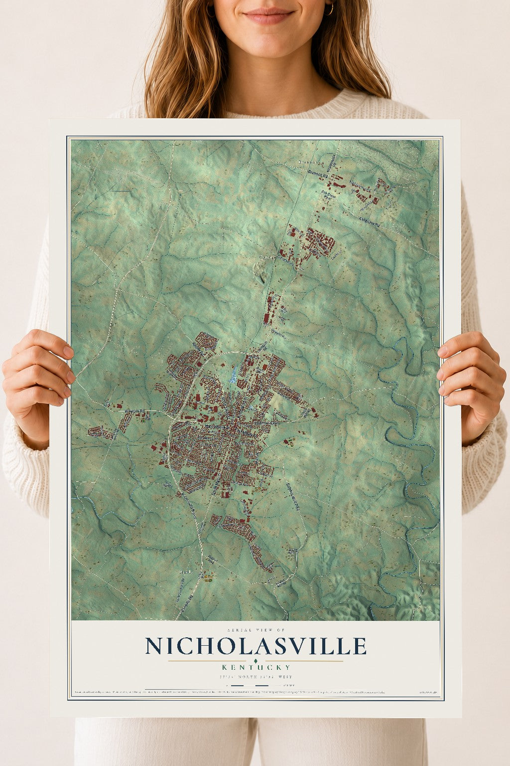 Map of Nicholasville, Kentucky, 18 x 24 inch unframed archival matte print