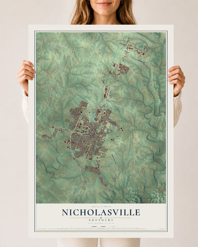 Map of Nicholasville, Kentucky, 24 x 36 inch unframed archival matte print