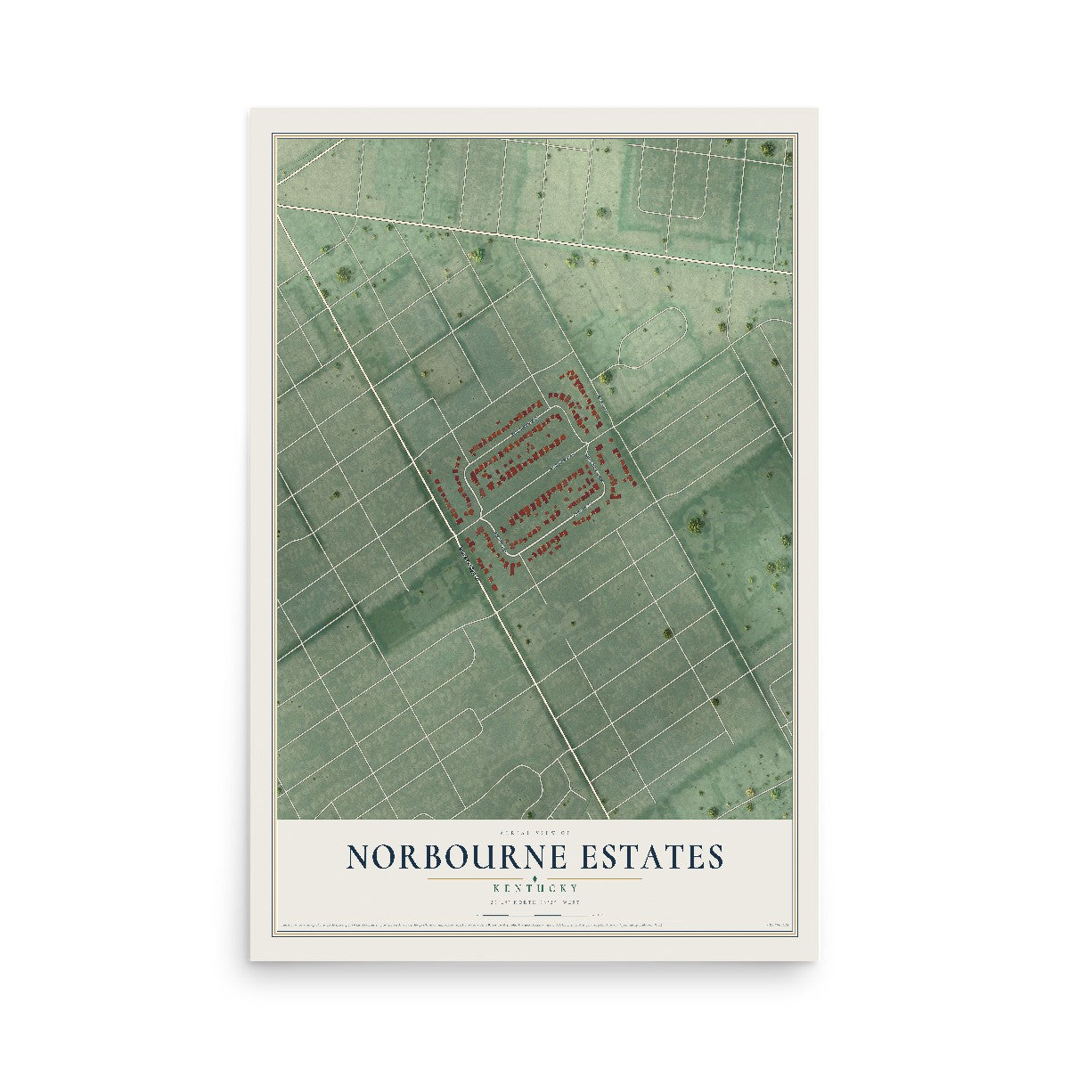 Map of Norbourne Estates, Kentucky, 12 x 18 inch unframed archival matte print