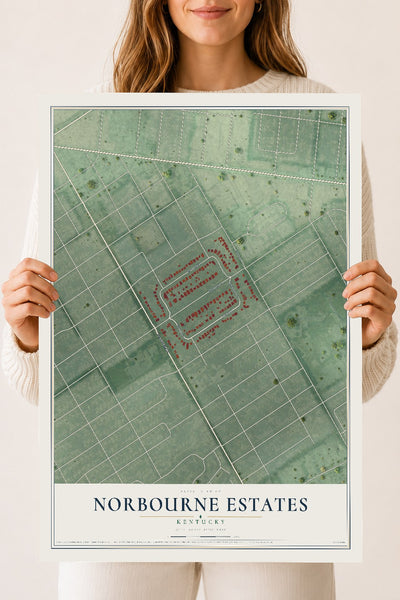 Map of Norbourne Estates, Kentucky, 18 x 24 inch unframed archival matte print