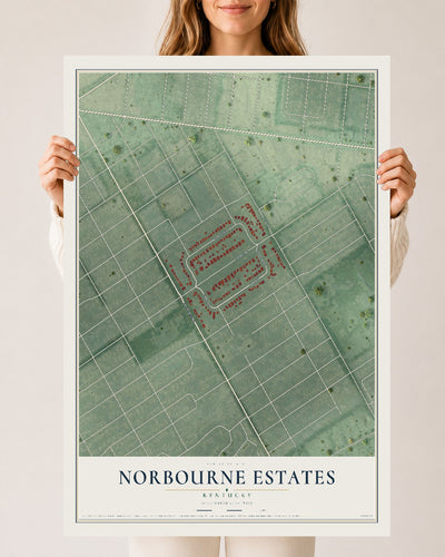 Map of Norbourne Estates, Kentucky, 24 x 36 inch unframed archival matte print