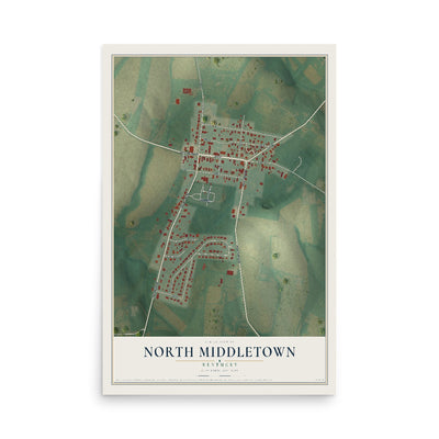 Map of North Middletown, Kentucky, 12 x 18 inch unframed archival matte print