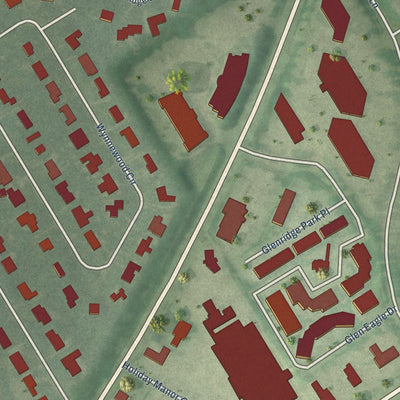 Second close-up of the map of Northfield, Kentucky print showing more streets and buildings