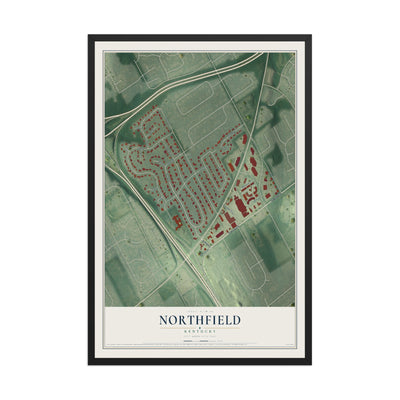 Map of Northfield, Kentucky, 12 x 18 inch print in a black wood frame
