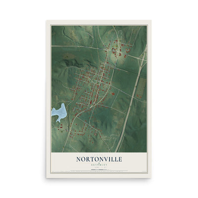 Map of Nortonville, Kentucky, 12 x 18 inch unframed archival matte print