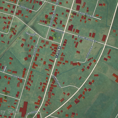 Close-up of the map of Nortonville, Kentucky print showing street and building detail