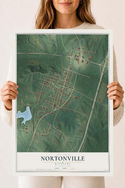 Map of Nortonville, Kentucky, 18 x 24 inch unframed archival matte print