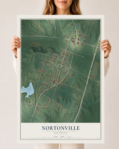 Map of Nortonville, Kentucky, 24 x 36 inch unframed archival matte print
