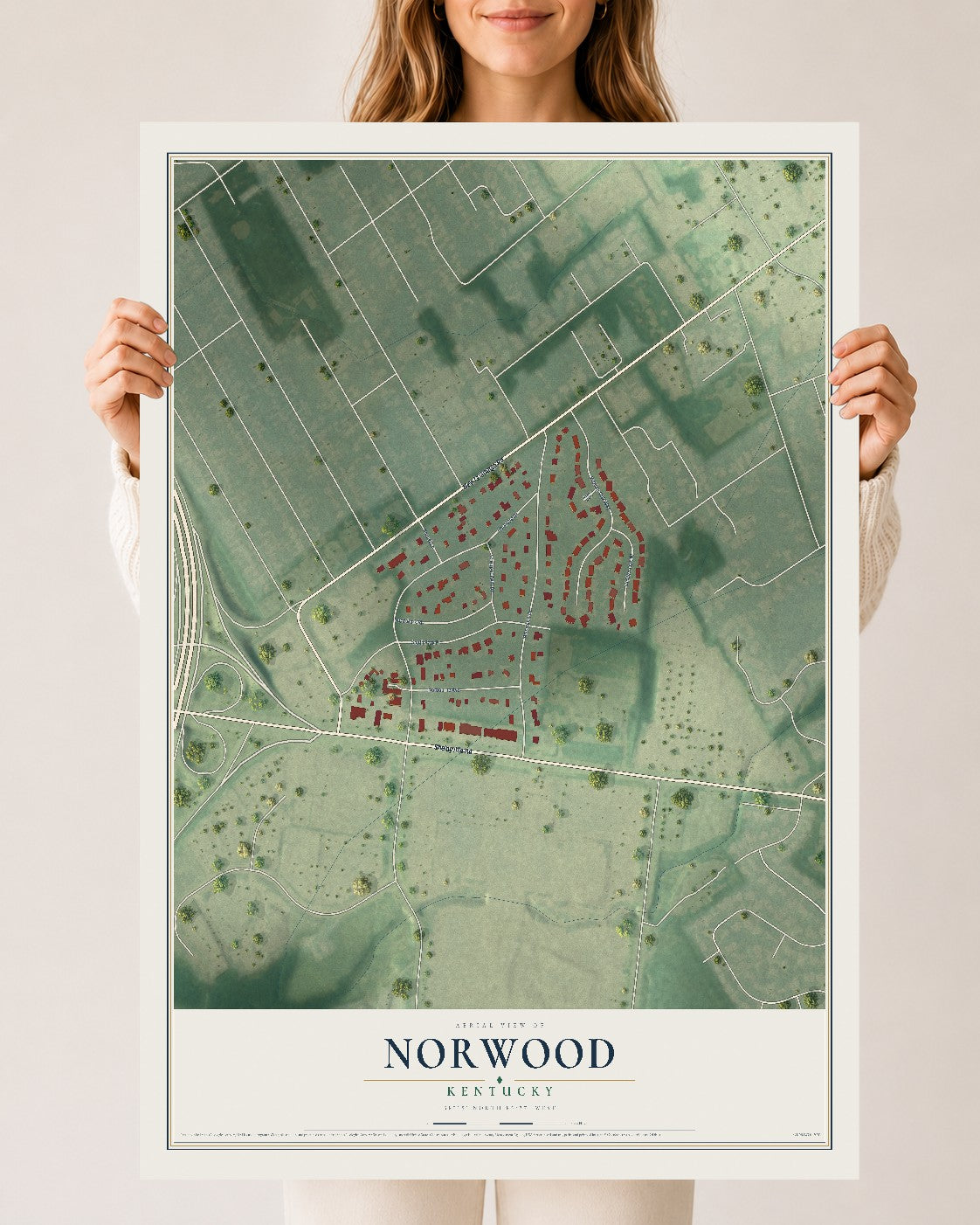 Map of Norwood, Kentucky, 24 x 36 inch unframed archival matte print