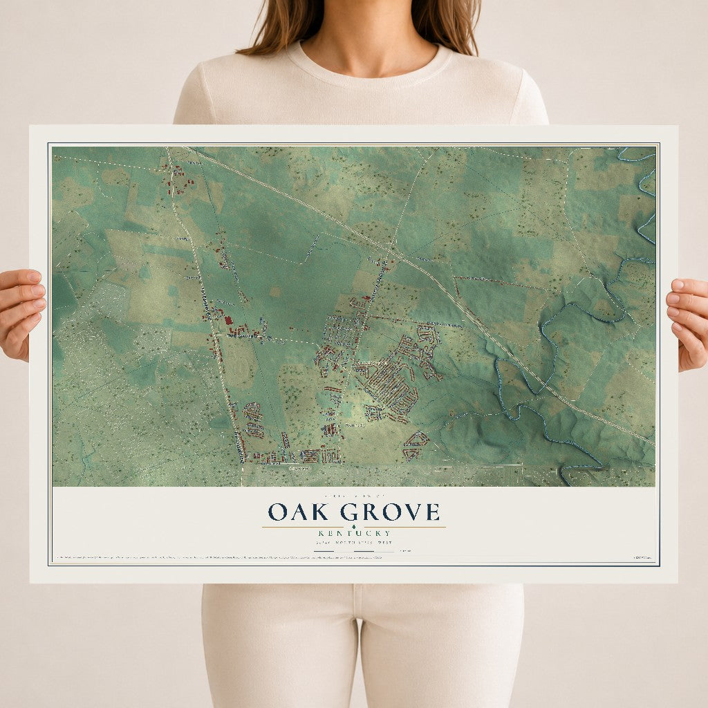 Map of Oak Grove, Kentucky, 18 x 24 inch unframed archival matte print