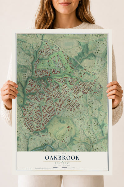 Map of Oakbrook, Kentucky, 18 x 24 inch unframed archival matte print