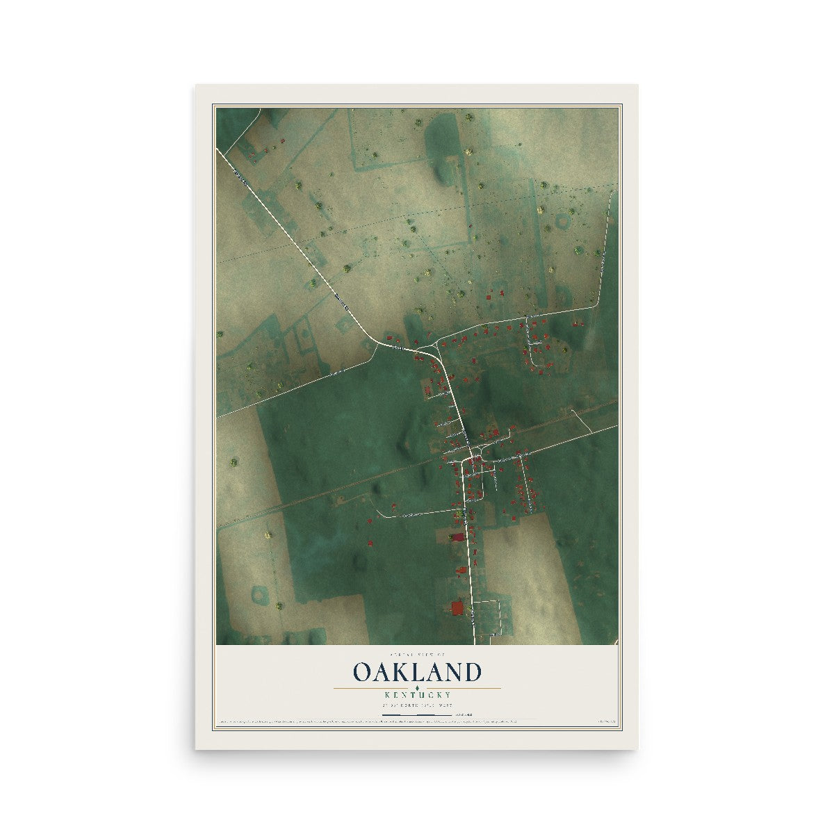 Map of Oakland, Kentucky, 12 x 18 inch unframed archival matte print
