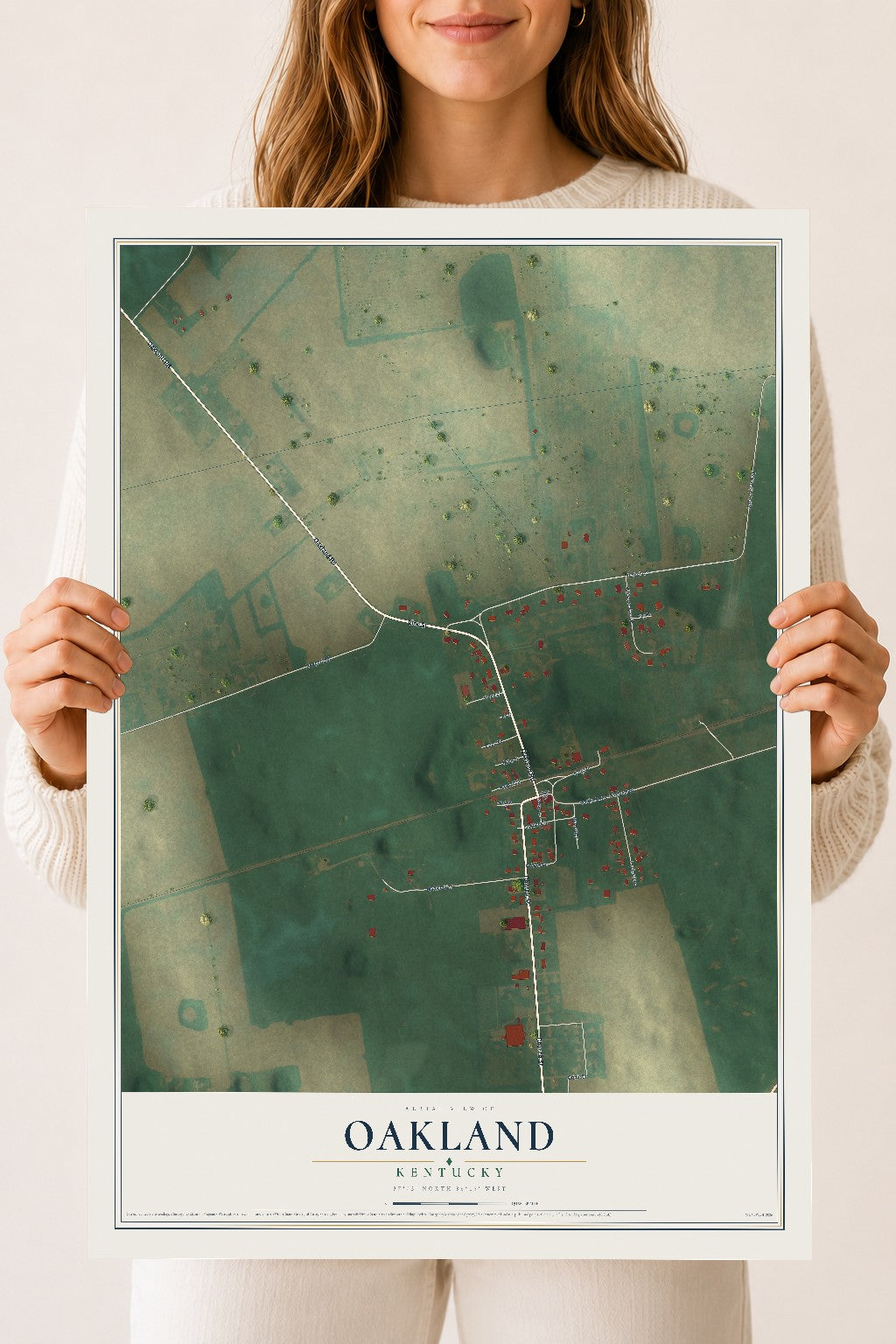 Map of Oakland, Kentucky, 18 x 24 inch unframed archival matte print