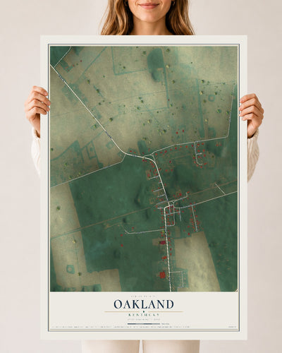 Map of Oakland, Kentucky, 24 x 36 inch unframed archival matte print