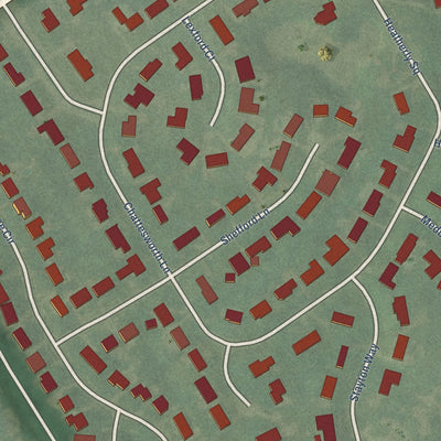 Close-up of the map of Old Brownsboro Place, Kentucky print showing street and building detail