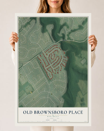 Map of Old Brownsboro Place, Kentucky, 24 x 36 inch unframed archival matte print