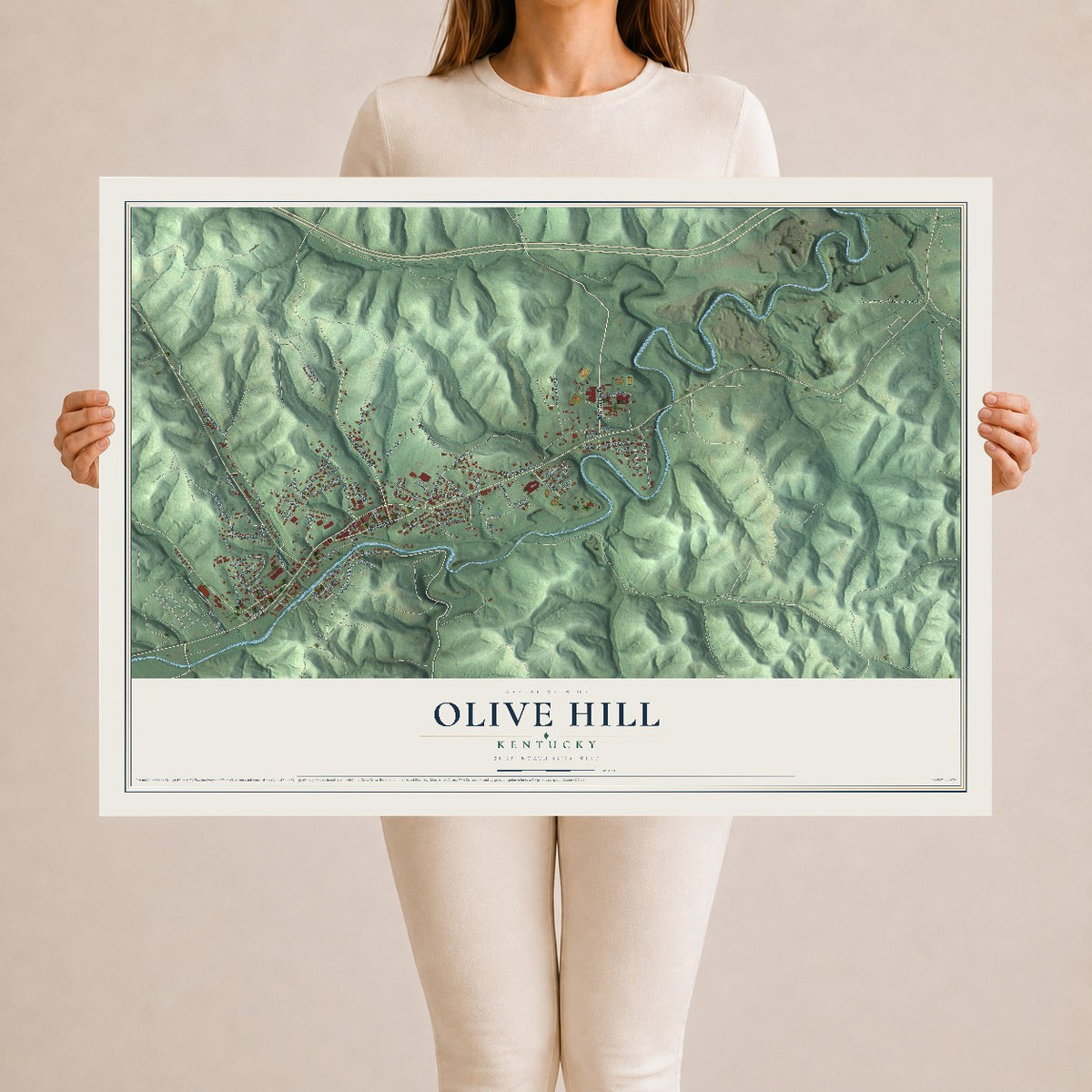 Map of Olive Hill, Kentucky, 24 x 36 inch unframed archival matte print