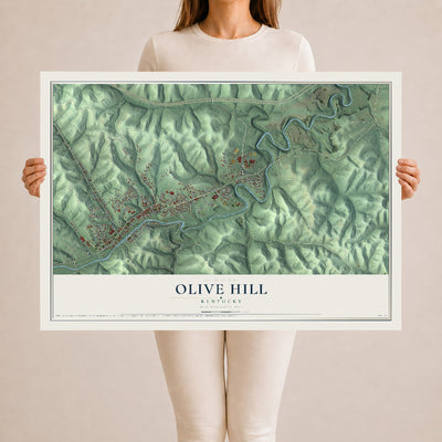 Map of Olive Hill, Kentucky, 24 x 36 inch unframed archival matte print