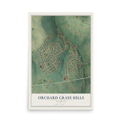 Map of Orchard Grass Hills, Kentucky, 12 x 18 inch unframed archival matte print