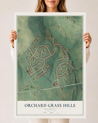 Map of Orchard Grass Hills, Kentucky, 24 x 36 inch unframed archival matte print