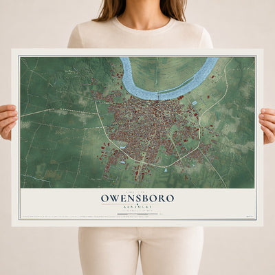 Map of Owensboro, Kentucky, 18 x 24 inch unframed archival matte print