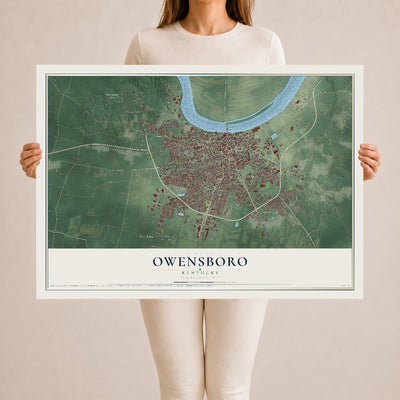 Map of Owensboro, Kentucky, 24 x 36 inch unframed archival matte print