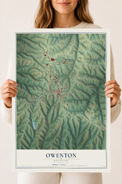 Map of Owenton, Kentucky, 18 x 24 inch unframed archival matte print