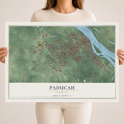 Map of Paducah, Kentucky, 18 x 24 inch unframed archival matte print