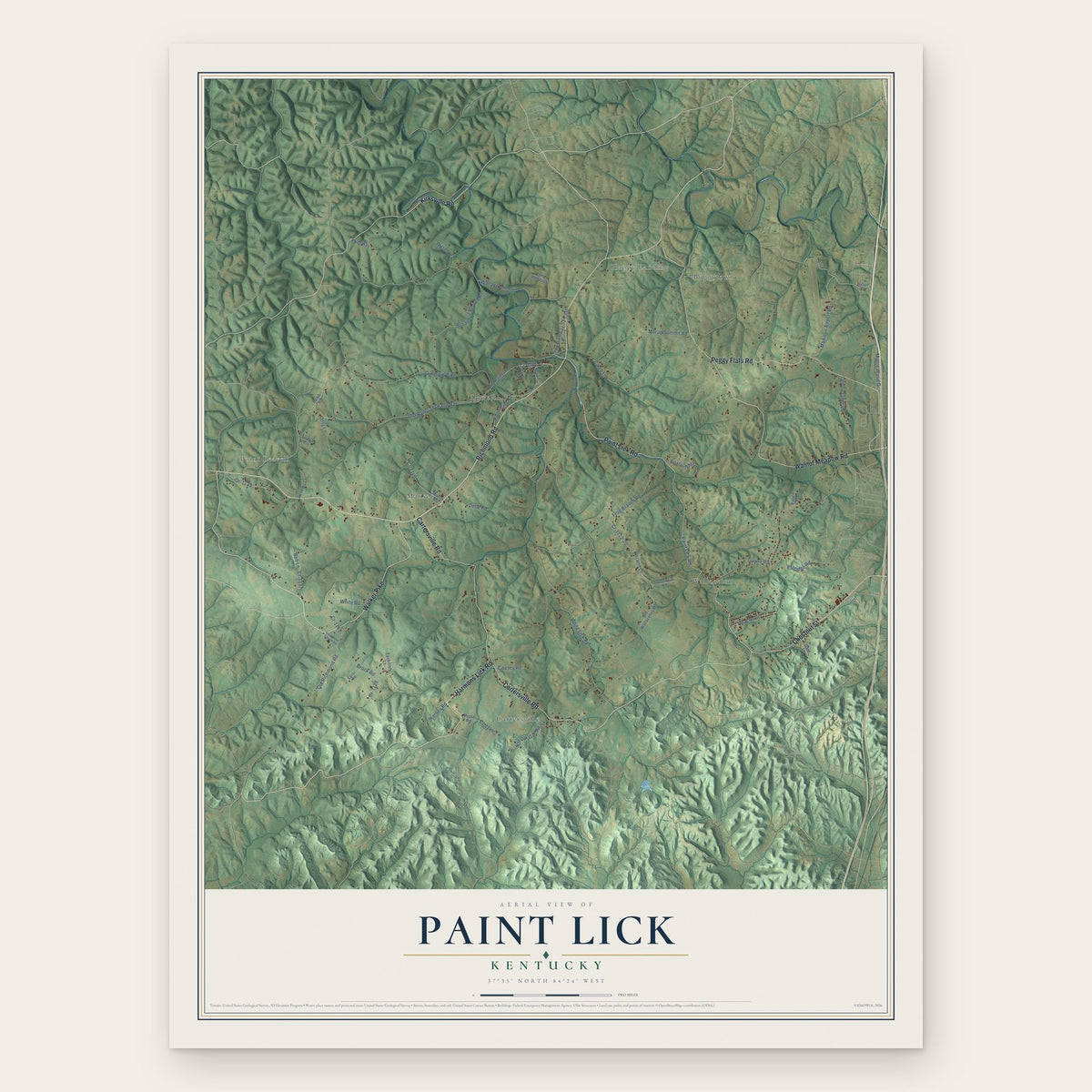 Paint Lick, Kentucky map print, the full design