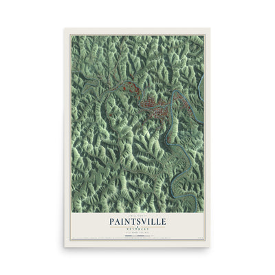 Map of Paintsville, Kentucky, 12 x 18 inch unframed archival matte print