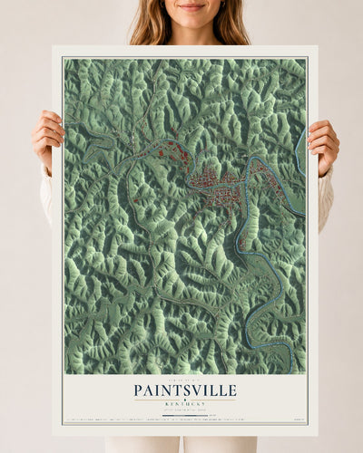 Map of Paintsville, Kentucky, 24 x 36 inch unframed archival matte print