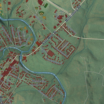 Second close-up of the map of Paris, Kentucky print showing more streets and buildings