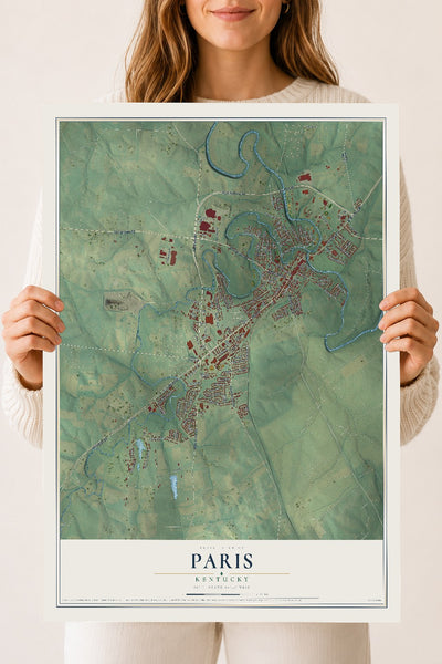 Map of Paris, Kentucky, 18 x 24 inch unframed archival matte print