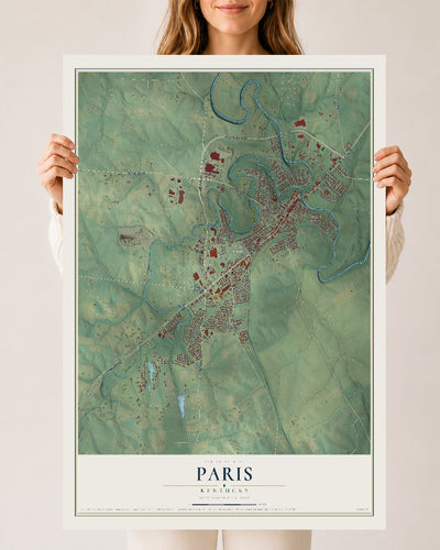 Map of Paris, Kentucky, 24 x 36 inch unframed archival matte print