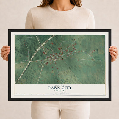 Map of Park City, Kentucky, 12 x 18 inch print in a black wood frame