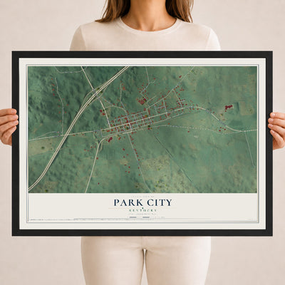 Map of Park City, Kentucky, 18 x 24 inch print in a black wood frame
