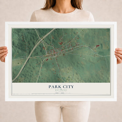Map of Park City, Kentucky, 18 x 24 inch print in a white wood frame