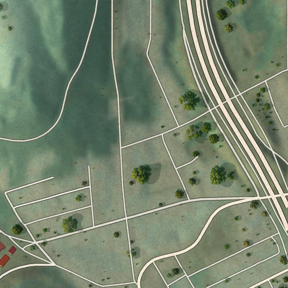 Second close-up of the map of Park Hills, Kentucky print showing more streets and buildings