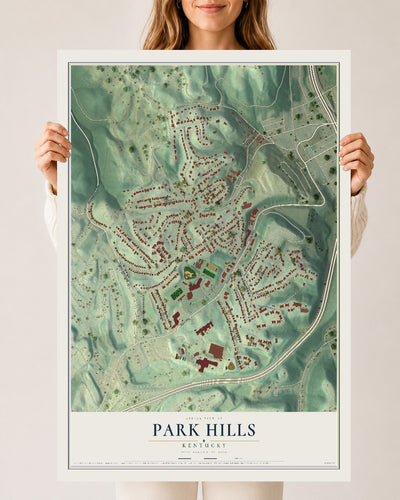 Map of Park Hills, Kentucky, 24 x 36 inch unframed archival matte print